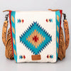 ADBG510 American Darling Hand Tooled Floral & Hand Woven Saddle Blanket Signature Cross Body Bag