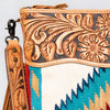 ADBG510 American Darling Hand Tooled Floral & Hand Woven Saddle Blanket Signature Cross Body Bag