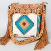 ADBG510 American Darling Hand Tooled Floral & Hand Woven Saddle Blanket Signature Cross Body Bag