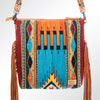 ADBG510 American Darling Hand Tooled Floral & Hand Woven Saddle Blanket Signature Cross Body Bag