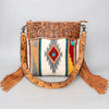 ADBG510 American Darling Hand Tooled Floral & Hand Woven Saddle Blanket Signature Cross Body Bag