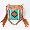 ADBG510 American Darling Hand Tooled Floral & Hand Woven Saddle Blanket Signature Cross Body Bag