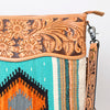 ADBG510 American Darling Hand Tooled Floral & Hand Woven Saddle Blanket Signature Cross Body Bag
