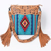 ADBG510 American Darling Hand Tooled Floral & Hand Woven Saddle Blanket Signature Cross Body Bag