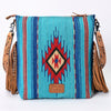 ADBG510 American Darling Hand Tooled Floral & Hand Woven Saddle Blanket Signature Cross Body Bag
