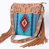 ADBG510 American Darling Hand Tooled Floral & Hand Woven Saddle Blanket Signature Cross Body Bag