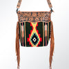 ADBG510 American Darling Hand Tooled Floral & Hand Woven Saddle Blanket Signature Cross Body Bag