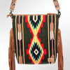 ADBG510 American Darling Hand Tooled Floral & Hand Woven Saddle Blanket Signature Cross Body Bag