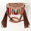 ADBG587 American Darling Hand Tooled Floral Carved & Saddle Blanket Western Cross body Bag