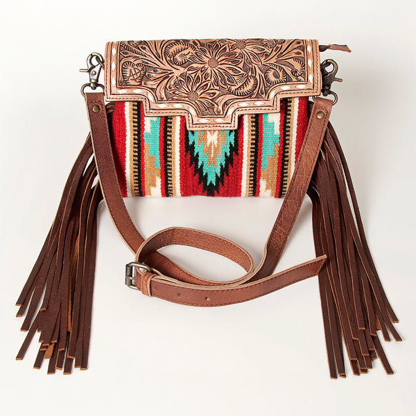 ADBG587 American Darling Hand Tooled Floral Carved & Saddle Blanket Western Cross body Bag