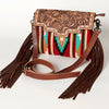 ADBG587 American Darling Hand Tooled Floral Carved & Saddle Blanket Western Cross body Bag
