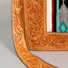 ADBG582 Tooled Leather Western Tote with Southwestern Wool Inlay Floral Carved Satchel Bag