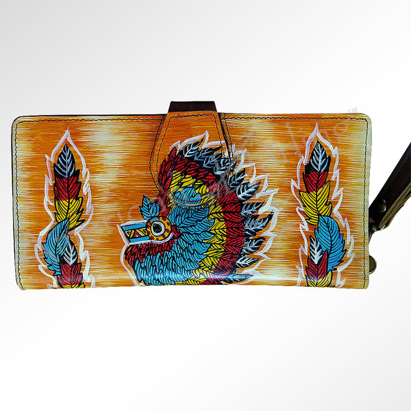 ADBGM113 Hand-Painted Leather Wallet Crossbody bag-Western Design