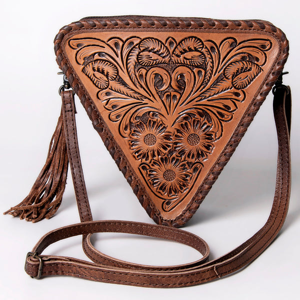 ADBG576 American Darling Hand Tooled Floral Carved Western Leather Cross body Bag