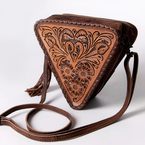 ADBG576 American Darling Hand Tooled Floral Carved Western Leather Cross body Bag