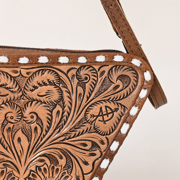 ADBG576 American Darling Hand Tooled Floral Carved Western Leather Cross body Bag