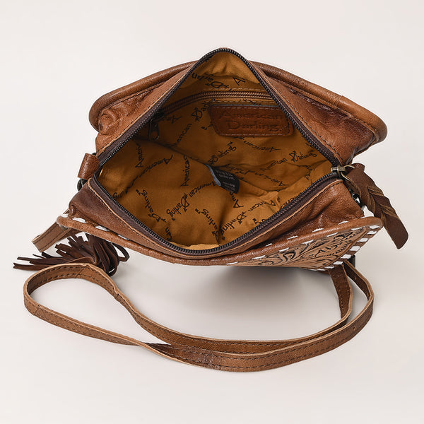 ADBG576 American Darling Hand Tooled Floral Carved Western Leather Cross body Bag