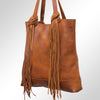 ADBGM119 Genuine Leather Fringe Tote - Western Knotted Strap Shoulder Bag