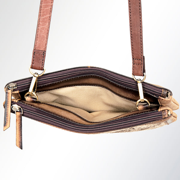 LC-ADBGI119B Western Hair-On Leather Crossbody - Genuine Cowhide Slim Bag