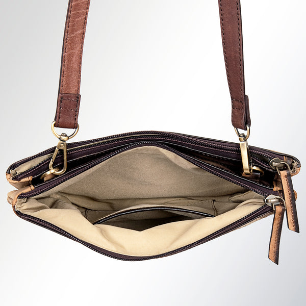 LC-ADBGI119B Western Hair-On Leather Crossbody - Genuine Cowhide Slim Bag