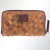 LC-ADBGI121 Woven Leather Western Wallet - Genuine Cowhide Zip-Around Purse