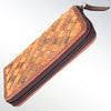 LC-ADBGI121 Woven Leather Western Wallet - Genuine Cowhide Zip-Around Purse