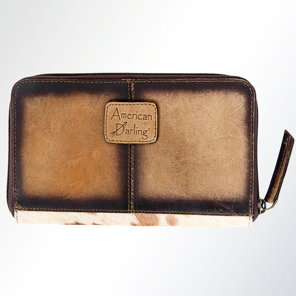 LC-ADBGI121 Hair-On Hide Leather Wallet - Zip-Around Western Cowhide Purse