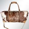 LC-ADBGI123 Hair-On Hide Leather Duffel Bag - Western Travel Weekender with Adjustable Strap