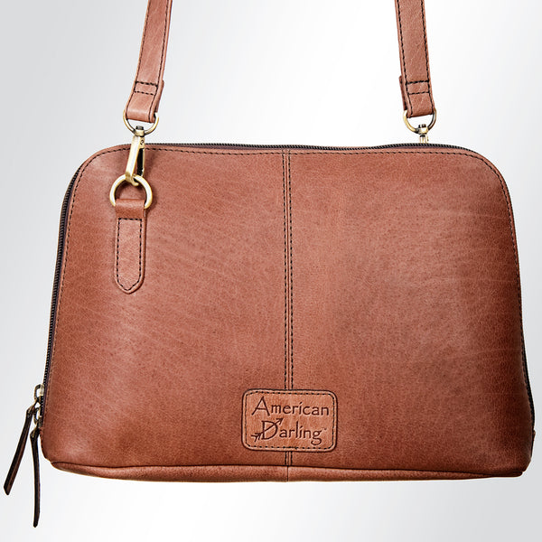 LC-ADBGI126A Woven Leather Crossbody Bag - Western Zip Purse with Adjustable Strap