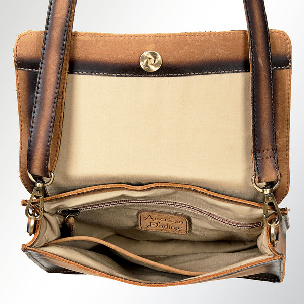 LC-ADBGI127 Hair-On Hide Leather Crossbody - Western Cowhide Flap Shoulder Bag