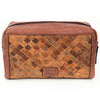 LC-ADBGI130 Woven Leather Toiletry Bag - Western Dopp Kit with Zip Closure