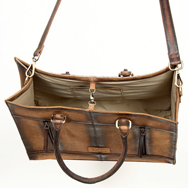 LC-ADBGI135 Hair-On Hide Leather Tote - Western Cowhide Handbag with Shoulder Strap