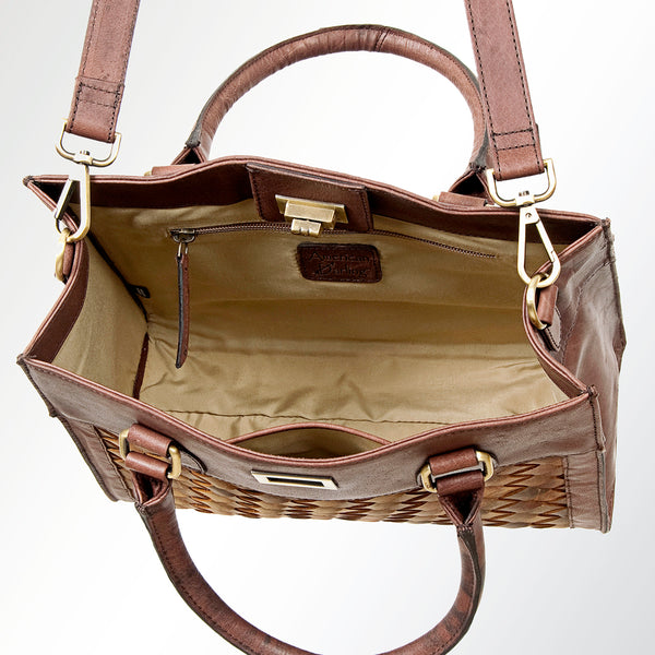 LC-ADBGI137A Woven Leather Tote - Western Structured Handbag with Twist-Lock Closure