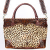 ADBGI141 Hand-Tooled Cowhide Leather Western Tote - Floral Tooled Hair-On Bag