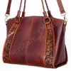 LC-ADBGI146A Tooled Leather Western Tote - Genuine Brown Cowhide Shoulder Bag
