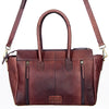 LC-ADBGI151B Tooled Leather Burgundy Western Satchel - Genuine Handcrafted Purse