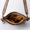 ADBGA115 American Darling Western Hand Tooled Leather Purple Aztec Crossbody Purse