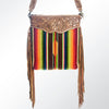 ADBGA116 American Darling Boho Serape & Tooled Leather Fringed Crossbody Bag