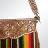 ADBGA116 American Darling Boho Serape & Tooled Leather Fringed Crossbody Bag