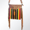 ADBGA116 American Darling Boho Serape & Tooled Leather Fringed Crossbody Bag