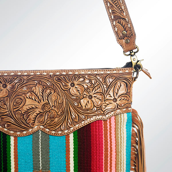 ADBGA117 American Darling Handcrafted Hand Tooled Leather and Saddle Blanket Cross body Bag
