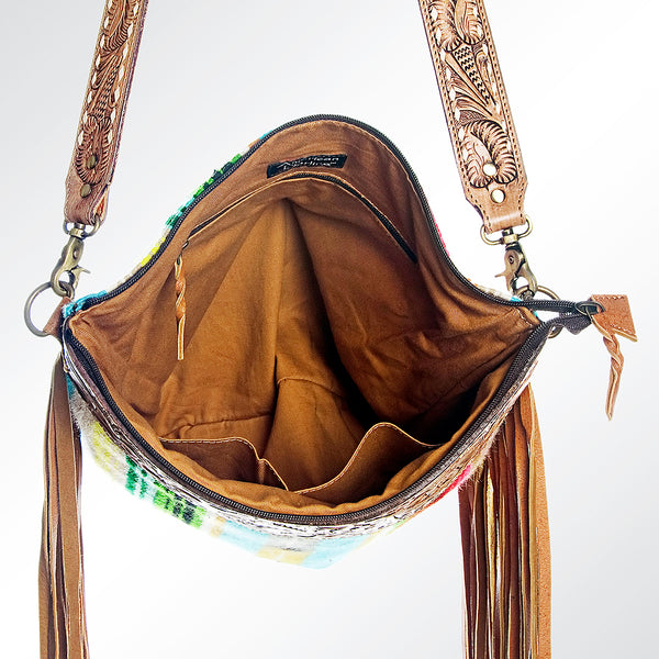 ADBGA117 American Darling Handcrafted Hand Tooled Leather and Saddle Blanket Cross body Bag