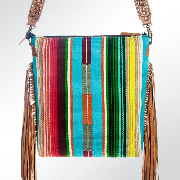 ADBGA117 American Darling Handcrafted Hand Tooled Leather and Saddle Blanket Cross body Bag