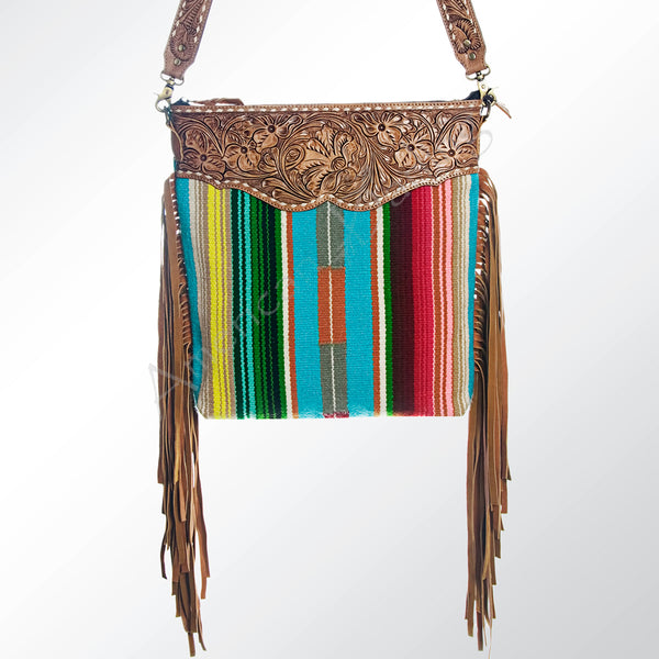 ADBGA117 American Darling Handcrafted Hand Tooled Leather and Saddle Blanket Cross body Bag