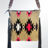 ADBGA119 American Darling Tooled Leather Fringed Woven Southwestern Crossbody Purse