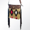 ADBGA119 American Darling Tooled Leather Fringed Woven Southwestern Crossbody Purse