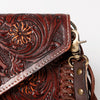 ADBGA121 American Darling Hand Tooled Western Leather Large Cross body Bag with Fringe