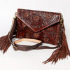 ADBGA121 American Darling Hand Tooled Western Leather Large Cross body Bag with Fringe