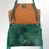 LC-ADBGZ284 Green Genuine suede Western Fringe Bag - Turquoise Studded Crossbody Flap Purse