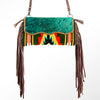 ADBG578 American Darling Hand Woven Saddle Blanket & Hair-On Cowhide Small Cross body Bag